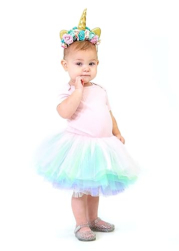 My Lello Soft Pastel Rainbow Little Girls Baby Toddler 10-Layer Short  Ballet Tulle Tutu Skirt (4 3T)