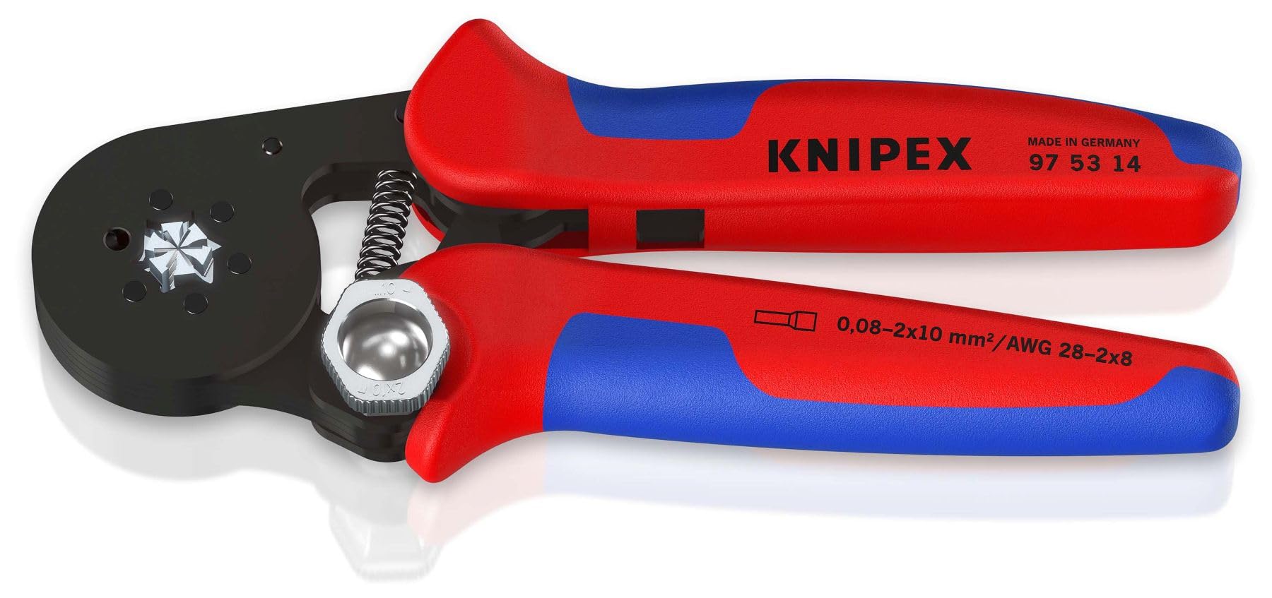 KNIPEX Self-Adjusting Crimping Pliers for Wire Ferrules with Lateral Access with Multi-Component Handles 180 mm, 97 53 14