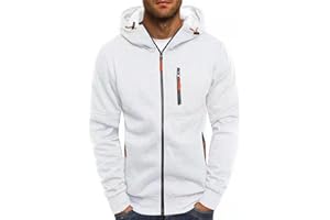 TOWMUS Mens Hoodies,Men's Slim Fit Long Sleeve Lightweight Zip-up Solid Hoodie with Kanga Pocket Hooded Sweatshirts Sweaters