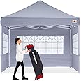 ABCCANOPY Outdoor Winter Gazebo 10x10, Premium Instant Pop Up Canopy Tent with Elegant Church Window,Snow and Rain Protection, Bonus Wheeled Bag,Grey