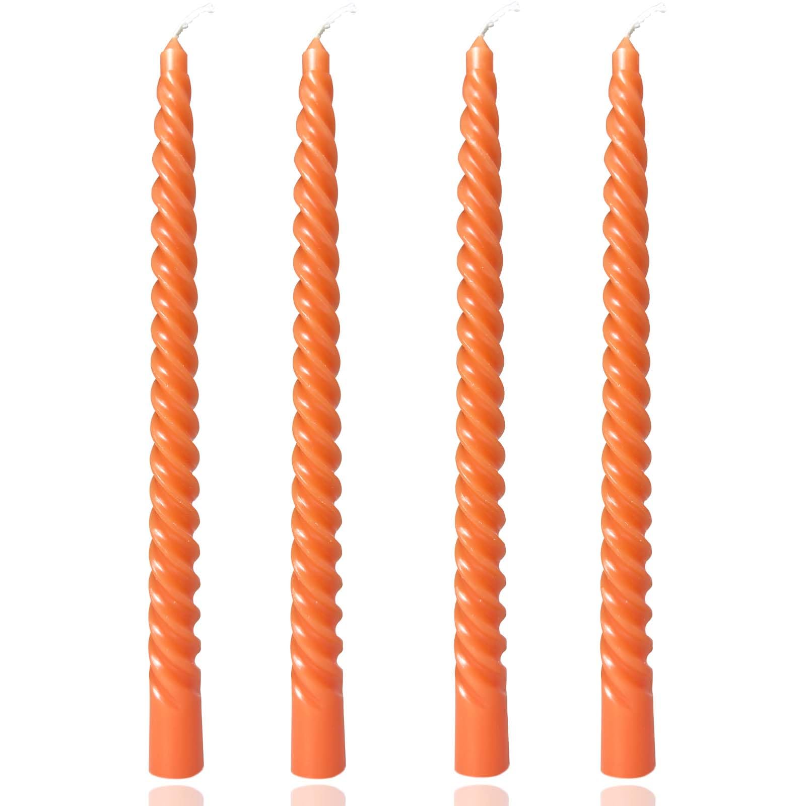 Photo 1 of 10 inch Gradual Spiral Color Taper Candles Set of 4 Pack Tapered Candle, Tall Candlesticks,for Dinner Party Wedding, Holiday Spring,Home Decor,Kitchen Decor (4, Orange, 10inch)