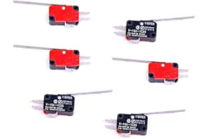 Cylewet 6Pcs V-153-1C25 Micro Limit Switch Long Straight Hinge Lever Arm SPDT Snap Action LOT for Arduino (Pack of 6) CYT1068