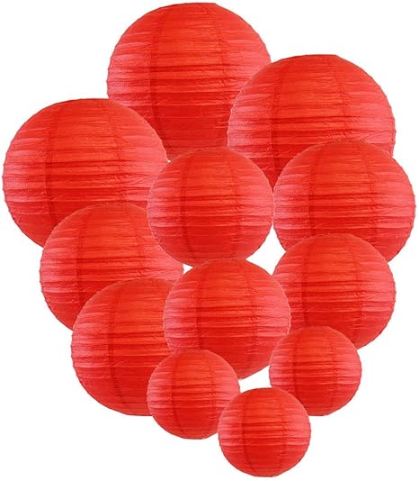 Just Artifacts Decorative Round Chinese Paper Lanterns 12pcs