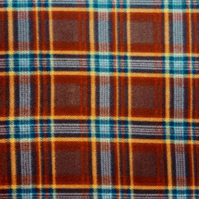 Pico Textiles 1 Yard - Rust & Brown Plaid Fleece