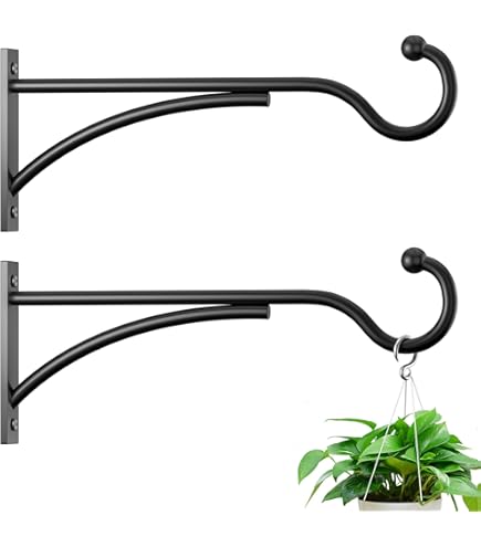 Plant Hangers Outdoor Wall Hanging Basket Hooks, 2 Pack Heavy Duty Hanging Basket Bracket 18 Inch Hanging Basket Bracket