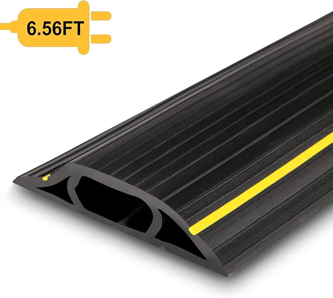 Floor Cable Cover, 6.5 Ft Floor Cord Protector 3 Channels Contains