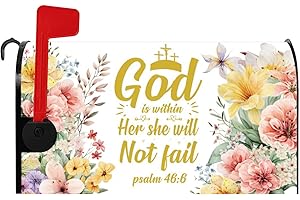 Baocicco Bible Verse Mailbox Cover Religious Inspirational Quote Magnetic Mailbox Covers Spring Floral Decor Mail Box Wraps Easter Fiesta for Christian House Outdoor Garden Mailbox Cover 21x18 Inch