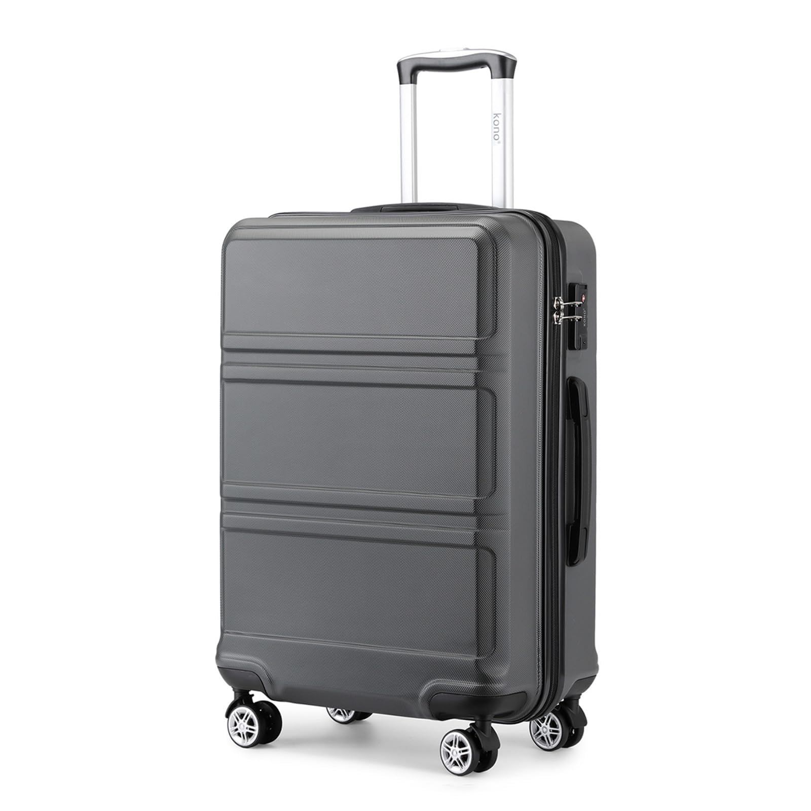 Kono Suitcase Lightweight ABS+PC Hard Shell Hand Luggage Trolley Travel Cabin Carry-on with TSA Combination Lock and 4 Wheels (20", Grey)