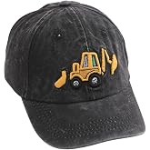KABAKE Cute Embroidery Excavator Kids Baseball Cap for Boys Girls Age 2-8 | Washed Cotton Kids Dad Hats Adjustable Buckle Closure Toddler Sun Hats Christmas Birthday Gifts for Children