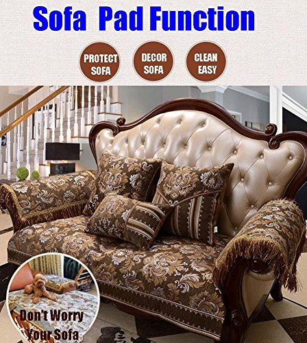 Sideli Luxury Sofa Arm Pad Couch Arm Cover Arm Rest Covers Non-slip (2pc-14x14-sofa arm cover, Aosailo- dark green) - Thumbnail 3