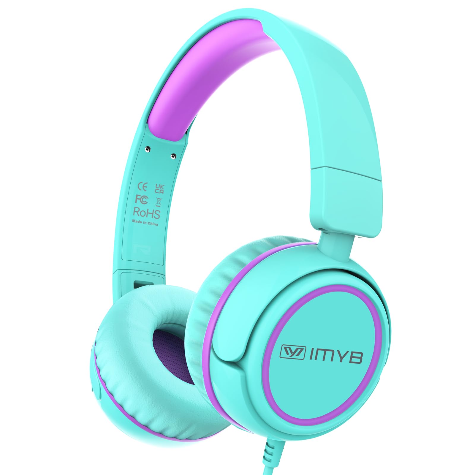 IMYB V1 Kids Headphones, Wired Stereo Foldable Tangle-Free 3.5mm Adjustable On-Ear Headphones for Kids for School/Toddlers/Childrens/Teens/Boys/Girls/Ipad/Tablet/Kindle/Phones/Travel/Plane (Green)