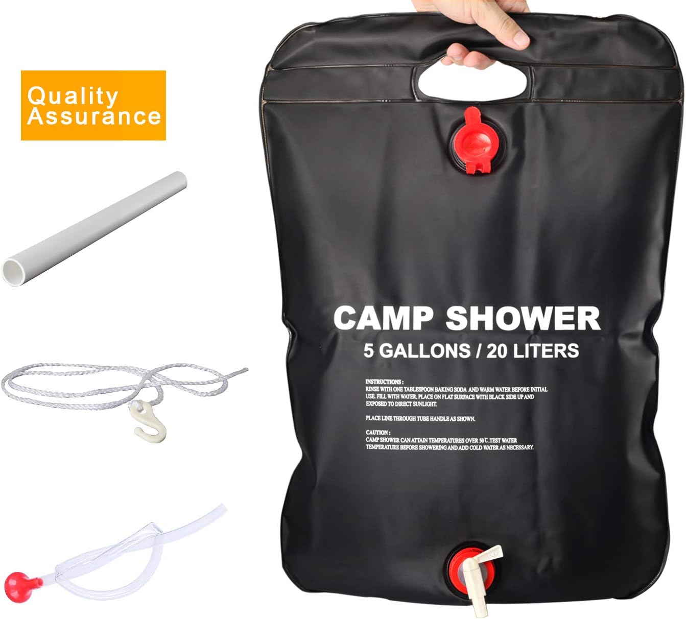DOTSOG Portable Outdoor Solar Shower Bag Camp Shower Bag 5 Gallons/20L with Removable Hose and On-Off Switchable Shower Head for Camping Beach Swimming Outdoor Traveling : Sports & Outdoors