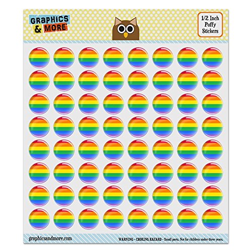 Rainbow Pride Gay Lesbian Contemporary 0.5" Puffy Bubble Dome Scrapbooking Crafting Sticker Set