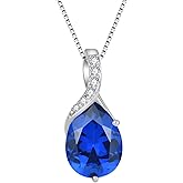 FYNSBLE Birthstone Necklace for Women 925 Sterling Silver 10 * 14mm Pear Shaped Solitaire Birthstone Pendant Necklace Hypoallergenic Jewelry for Women