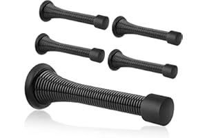 Spring Door Stopper, 5 Pcs Wall Mounted Spring Doorstop, Spring Door Stop for Walls, Black
