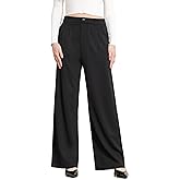 Bamans Wide Leg Dress Pants High Elastic Waisted Slacks for Curvy Women Work Business Office Casual Trousers with Pockets