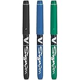 PILOT V Sign Pen - Fineliner Marker Pens - 2.0mm Nib Tip - 0.6mm Line Width - Teacher's Pack of 3 - Black, Blue &amp; Green