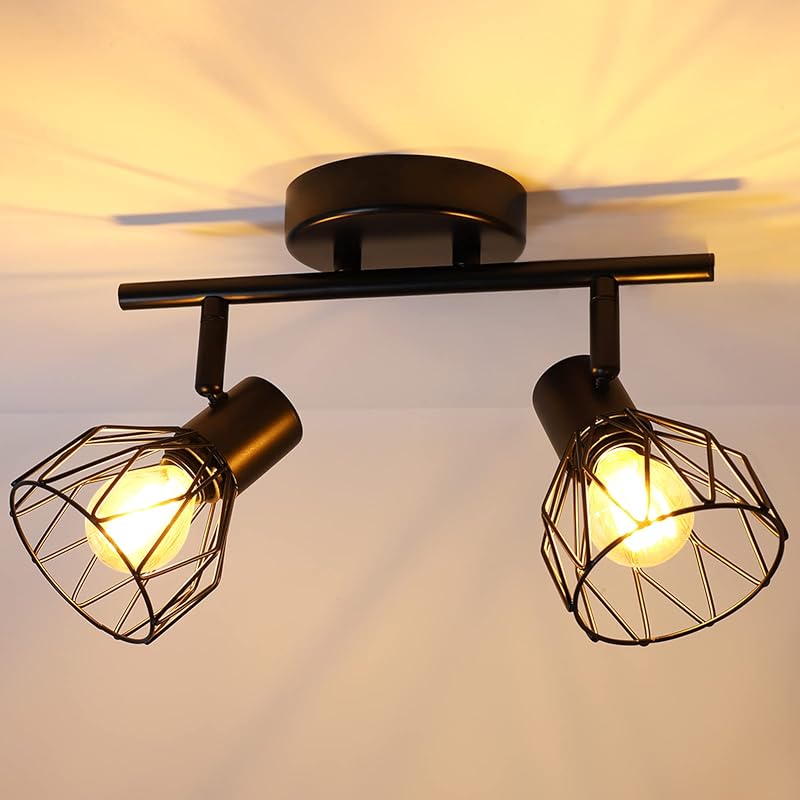 Dehobo Adjustable Spot Light Fittings E14 Matt Black Wire Cage Ceiling Wall