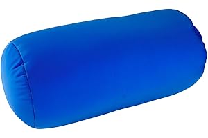 Squishy Deluxe Tube Microbead Bolster Pillow with Stay-Cool Fill & Silky Removable Cover, Flexible, Head, Neck & Back Support for Home & Away, Carrying Case, 13 x 6”, Dark Blue