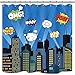 Superhero Shower Curtain Panel Buildings Cityscape City Cartoon Fabric