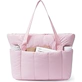 Narwey Puffer Tote Bag for Women Work with Laptop Compartment, Puffy Quilted Work Tote Bags for Travel Carry on Teacher Nurse