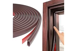 ESUFEIR 19.7Feet Door Weather Stripping Door Seal Strip,Self-Adhesive Rubber Door Insulation Weather Strip for Window and Door Soundproofing D Shape,Weatherstripping for Door Frame Gap Blocker(Brown)