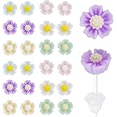 12 Pairs Daisy Earrings Studs, Resin Colorful Flower Earrings with Plastic Ear Plugs Charming Fashion Ear Jewelry for Woman