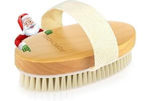 POPCHOSE Dry Brushing Body Brush, Natural Bristle Dry Skin Exfoliating Brush Body Scrub for Flawless Skin, Cellulite Reduction, Lymphatic Drainage and Blood Circulation Improvement
