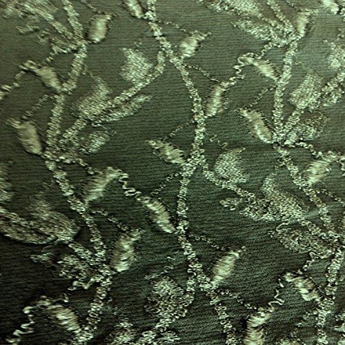 66" Wide Lace Fabric Solid Green Climbing Vines and Leaves with 4 Way Stretch Soft - By The Yard