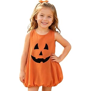CM C&M WODRO Toddler Baby Girls Halloween Outfit Pumpkin Face Dress Sleeveless Kids Girl Fall Dresses Cute Halloween Clothes