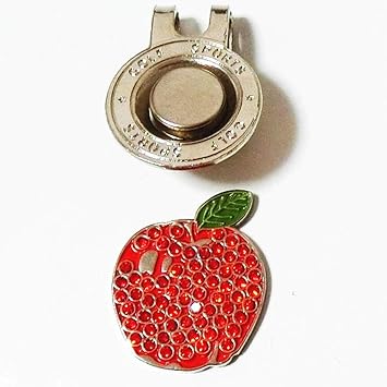 Amazon ゴルフマーカー りんご リンゴ アップル マグネット 磁石 ハットクリップ キャップクリップ 付 ボールマーカー グリーンマーカー かわいい おしゃれ プレゼント かっこいい Gma084 Silver Yard ゴルフマーカー