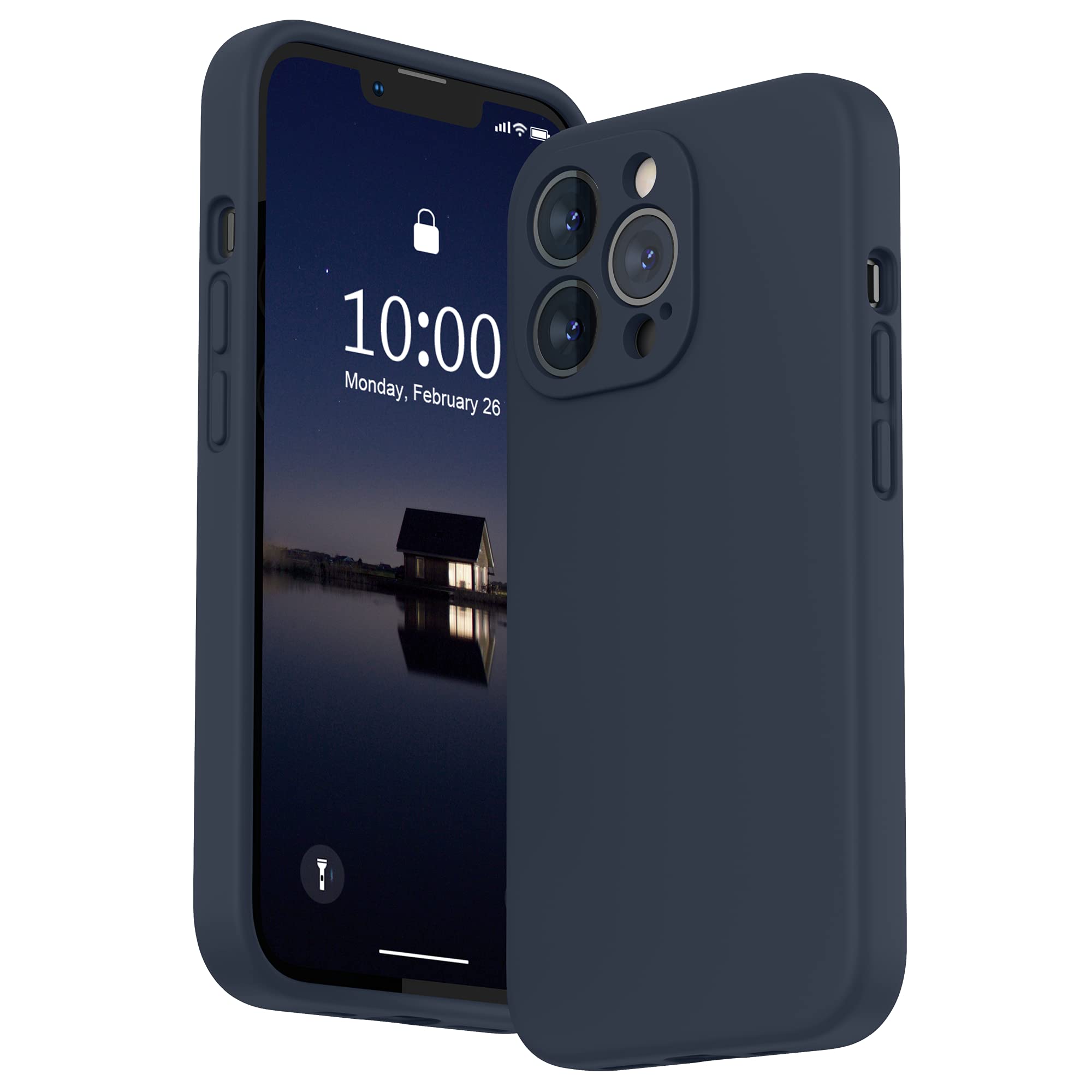 SURPHY Liquid Silicone Case for iPhone 13 Pro Case, Individual Protection for Each Lens Shockproof Rubber Full Body Thickened Design for iPhone 13 Pro 6.1 inch 2021, Midnight Blue — image 1