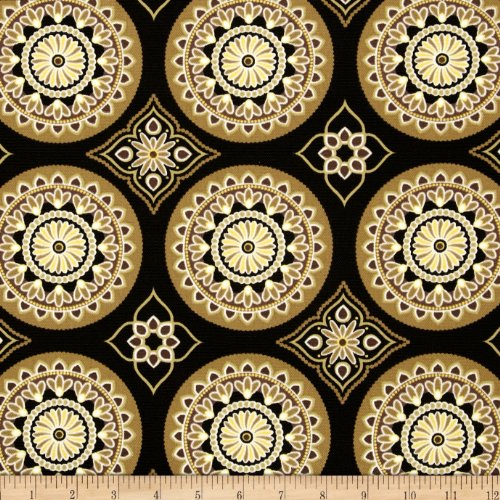 Tempo Fabric Terrasol Indoor/Outdoor Sundial Fabric, Black