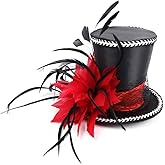 Mini Top Hat Red Feather Fascinator Cocktail