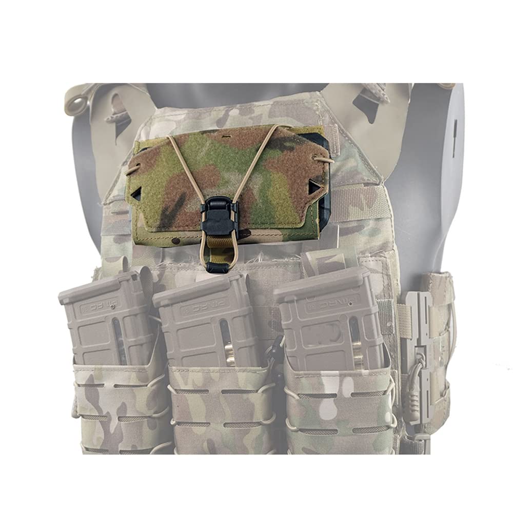 Tactical Vest Phone Holder - Chest Mount for MOLLE Plate Carrier, Airsoft Vest Universal Mobile Phones Holster MCBK