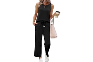 SAMPEEL Two Piece Sets for Women Summer Outfits Beach Vacation Clothes Wide Leg Crop Pants