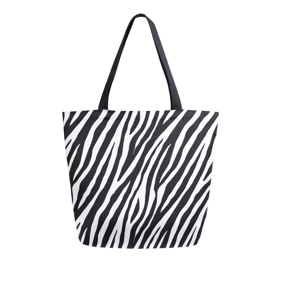 ZZXXB Zebra Print Reusable Grocery Shopping Bag Heavy Duty Canvas Tote Bag Large Collapsible Washable Handbag Shoulder for Women