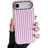 Longlayss Compatible with iPhone 17 Air Case Cute Aesthetic Striped Phone Case for Women Girl Shockproof Slim TPU and Hard PC Protective Cover (Pink)