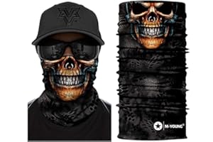M-YOUNG Skull Face Sun Mask Half,Bandanas,Neck Gaiter, Headwear, Headband for Fishing, Hunting,Yard Work