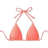 SHENHE Women's Triangle Halter Bikini Top Floral Tie Back Smocked Cute Swimsuit Top