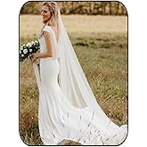 HEREAD Bride Wedding Veil 118" Long Cathedral Length Bridal Tulle Hair Accessoies with Comb and Cute Edge