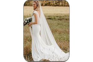 HEREAD Bride Wedding Veil 118" Long Cathedral Length Bridal Tulle Hair Accessoies with Comb and Cute Edge, White, 59" Width