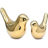 Auvotuis 2 Pcs Modern Style Animal Statues, Decorative Gold Ornaments Birds Statues, Ceramic Decor for Office Desktop, Bookshelf, Bedroom, Living Room, Cabinets