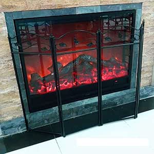 Salvachispas chimenea Negro 4-Panel de Pantalla de La Chimenea