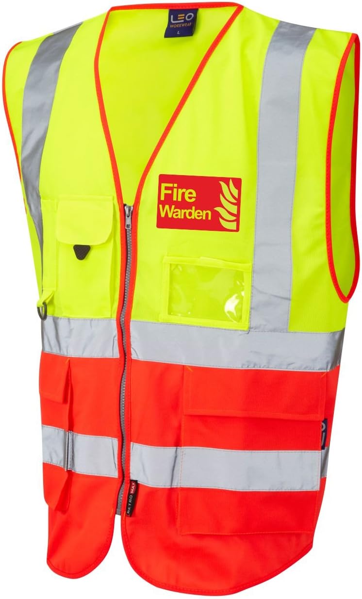 W01 Fire Warden Class 2 Executive Hi vis vest with both ID and Phone