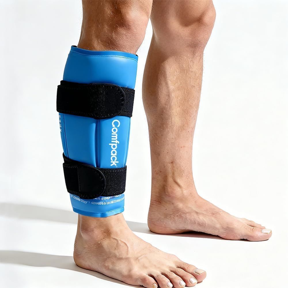 Photo 1 of Calf Ice Pack Wrap for Shin Splints – 2-in-1 Cold Therapy & Adjustable Compression, FSA Eligible Reusable Gel Pack with Elastic Strap for Runners, Post-Surgery & Muscle Strain Comfpack