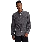 FASHIONSPARK Men’s Long Sleeve Denim Shirt Button Down Casual Chambray Work Shirt with Chest Pockets