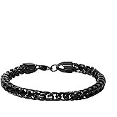 Lucky Brand Men’s Stainless Steel 6MM Spiga Chain Bracelet - Black Plated 8.75” Durable Link Jewelry