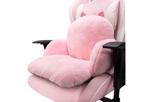 QYA Cute Chair Cushion, Soft Seat Cushions for Office Desk, Kawaii Chair Pillow for Gaming, Comfy Floor Seating for Adults, Bedroom Playroom Dining Living Room Decor, 17"x16.5", Pink Cat
