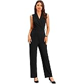 Allegra K Women's Work Jumpsuit Formal Office Sleeveless Wide Leg Jumpsuits Dressy Romper